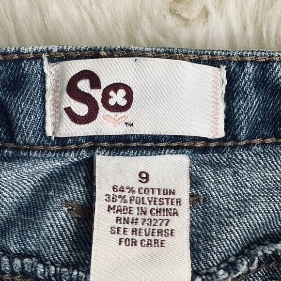 SO Denim Mini Skirt 9 (31x13.5) Medium Blue Jean Button Juniors - Picture 4 of 6